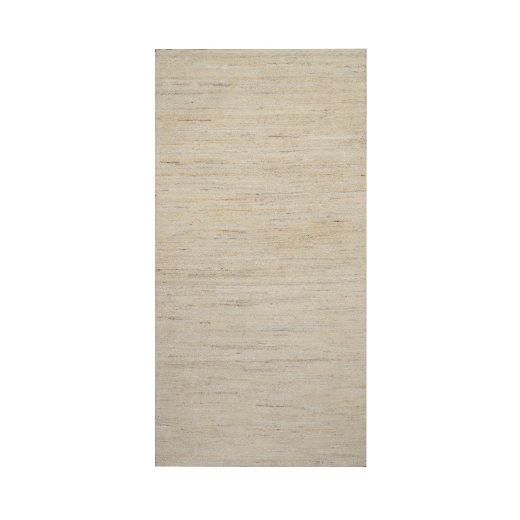 2'3"x4'5" Linen White, Modern, Plain Design, Lori Buft Gabbeh, Thick and Plush, Hand Knotted, Undyed Natural Wool, Sample, Mat, Oriental Rug 